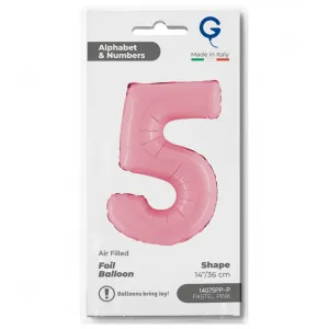 Balon Folie Cifra 5 Pastel Pink 36cm