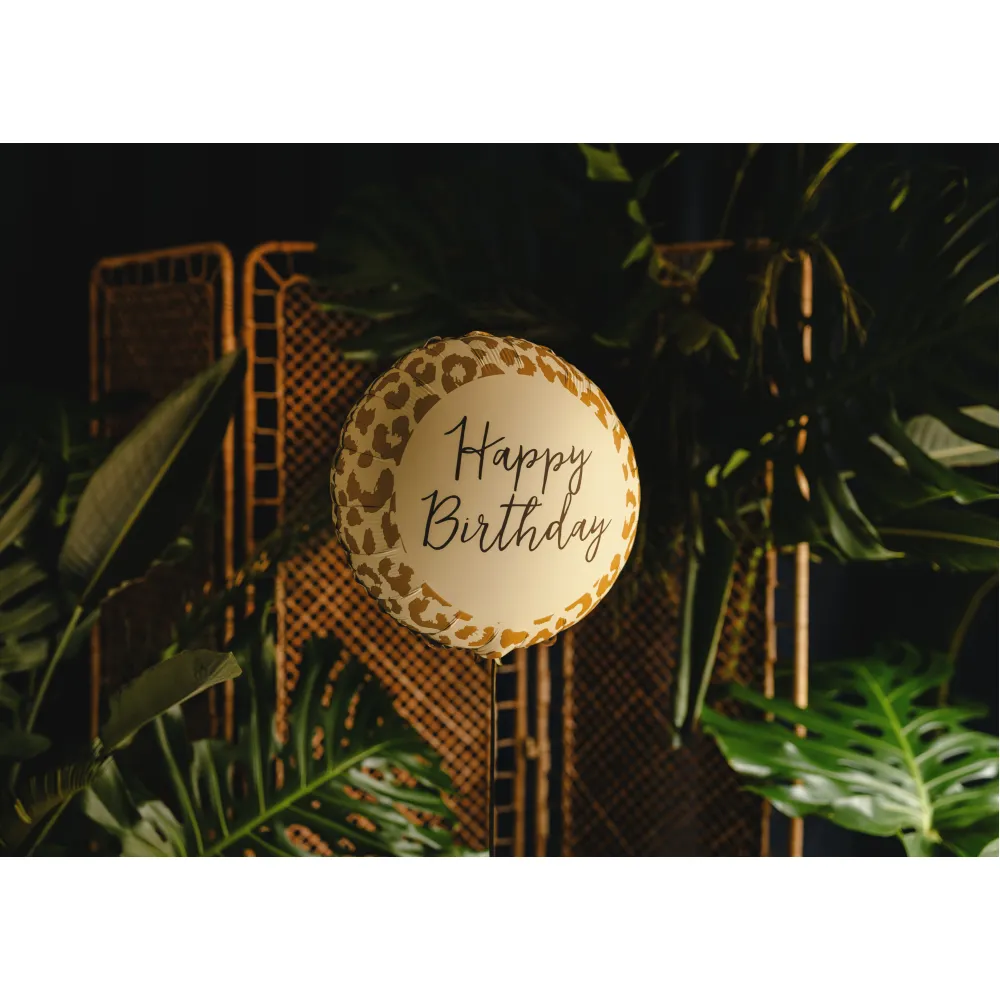Balon Folie Happy Birthday Print Leopard 35cm