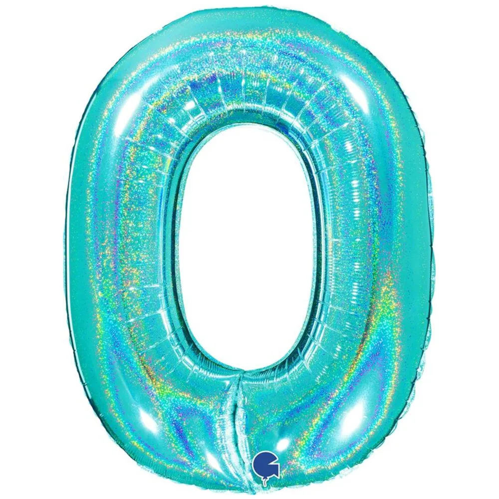 Balon Folie Jumbo CIFRA 0 Tiffany Glitter 102 cm Grabo