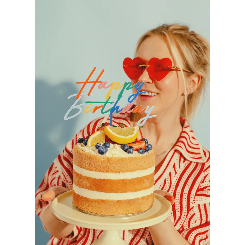 Decoratiune pentru Tort Happy Birthday Multicolor 18x16.5cm