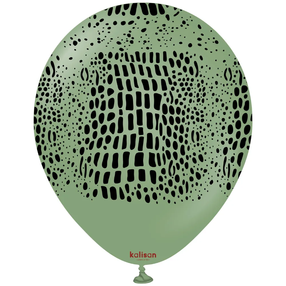 Baloane latex 30cm Safari Crocodile - Eucalyptus Print - Black