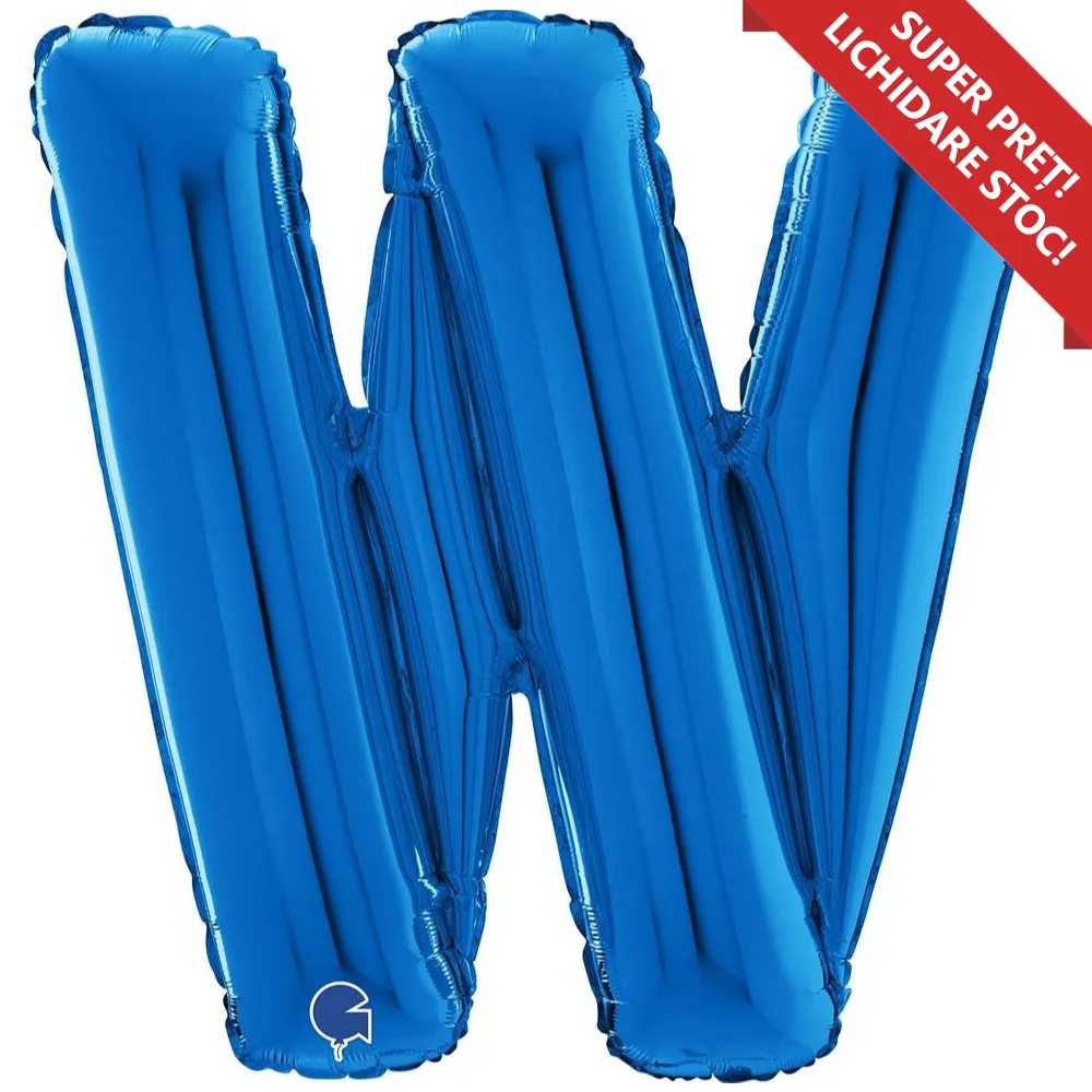 Balon Folie LITERA W Albastru 66 cm Grabo