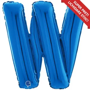 Balon Folie LITERA W Albastru 66 cm Grabo