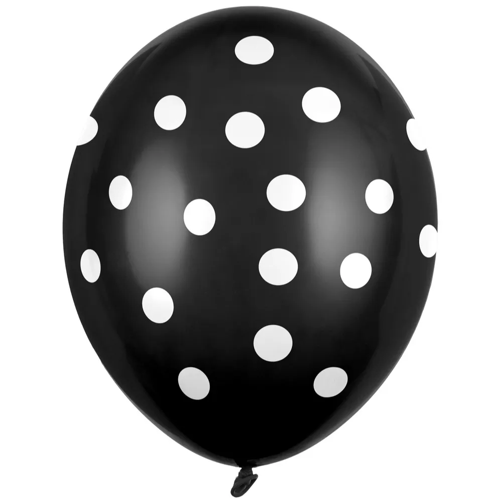 SET 10 Baloane Latex 30cm Negre cu buline Albe PDC1061
