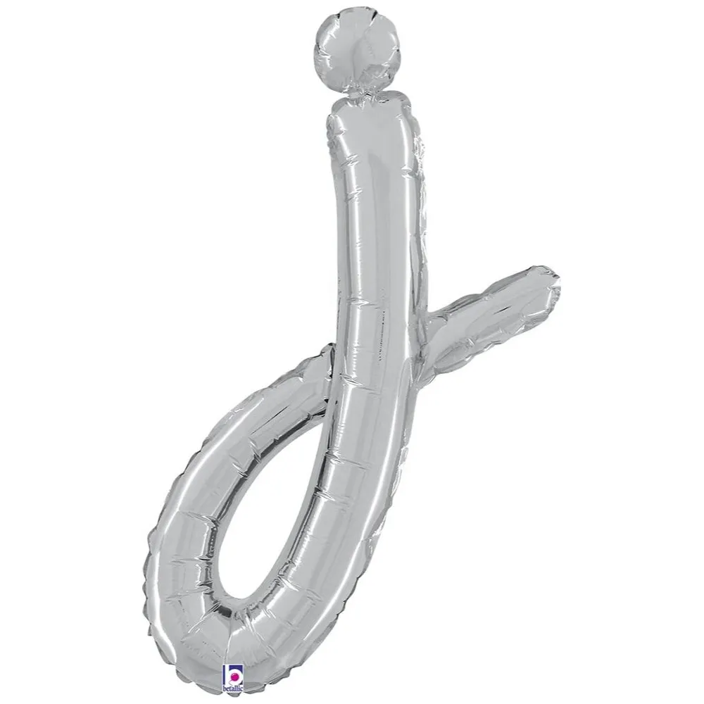Balon Folie LITERA (AER) SCRIPT J Argintiu 61cm Grabo