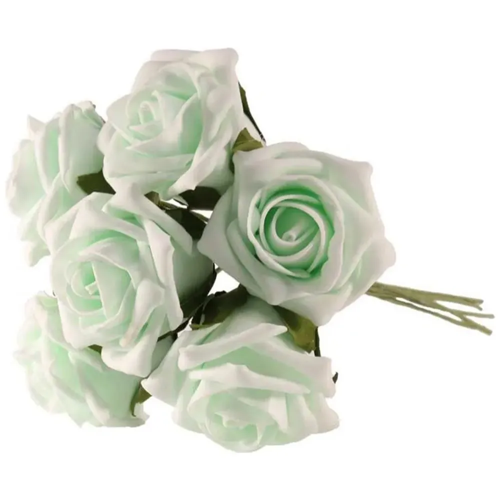 Buchet 6 Trandafiri Verde Menta 22cm