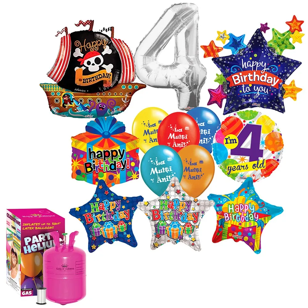 Pachet Baloane Aniversare 4 ani Baietel (cu butelie) - 2018162