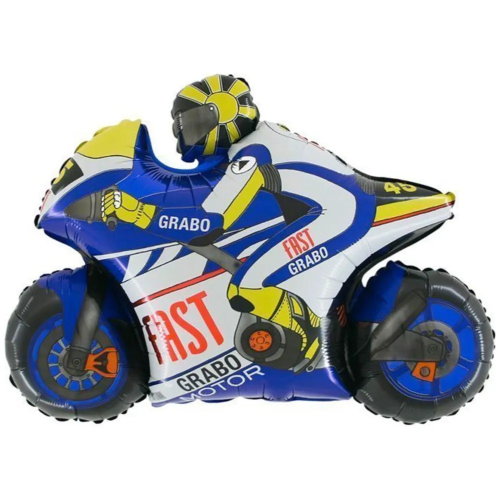 Balon Folie Figurina Motocicleta Curse Albastra 74cm Grabo
