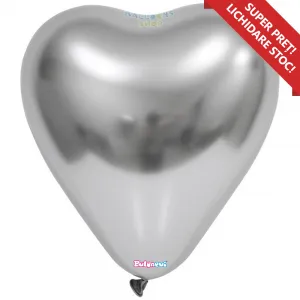 Baloane latex Inima 30cm Chrome Argintiu -23K