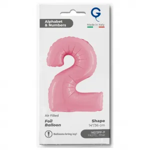 Balon Folie Cifra 2 Pastel Pink 36cm