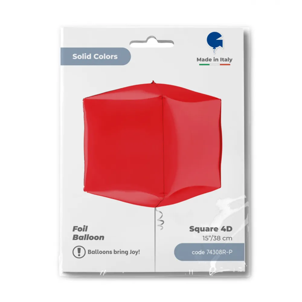 Balon Folie CUB 4D Rosu 38 cm Grabo