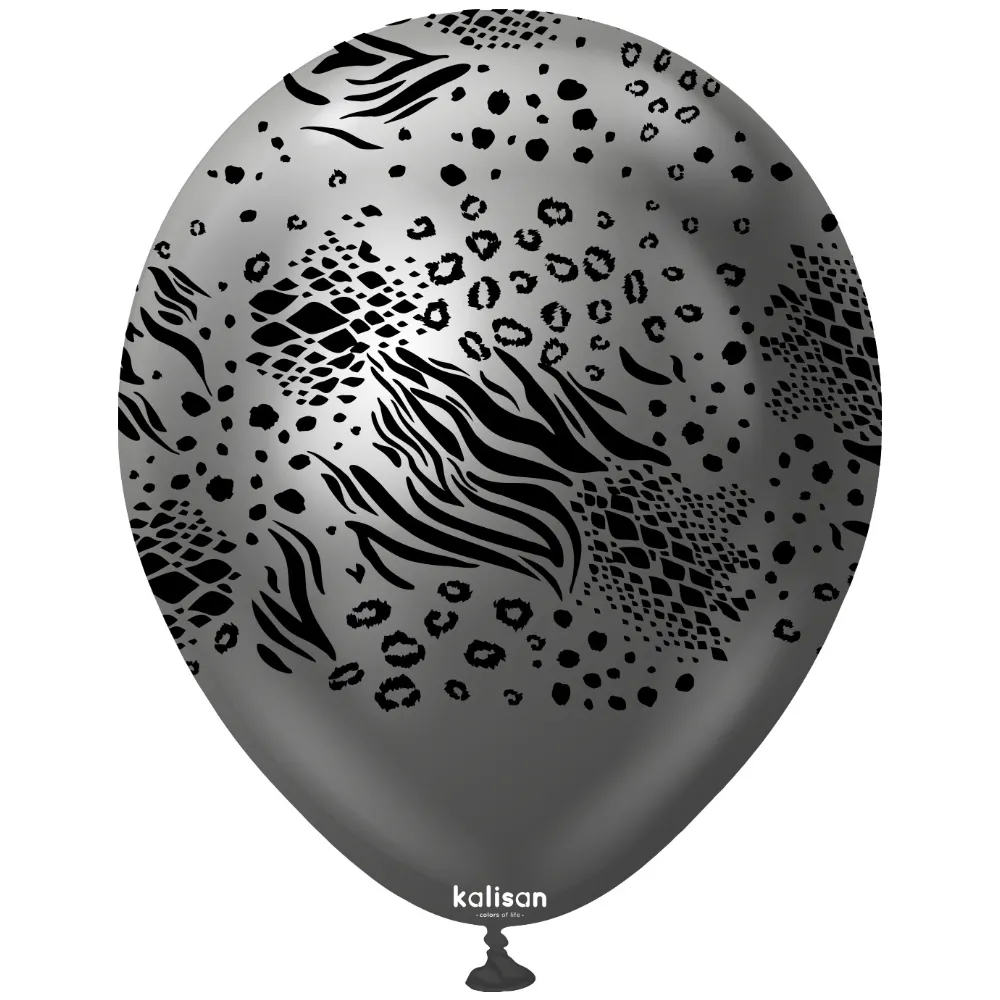 Baloane latex 30cm Safari Mutant - Mirror Space Grey Print - Black