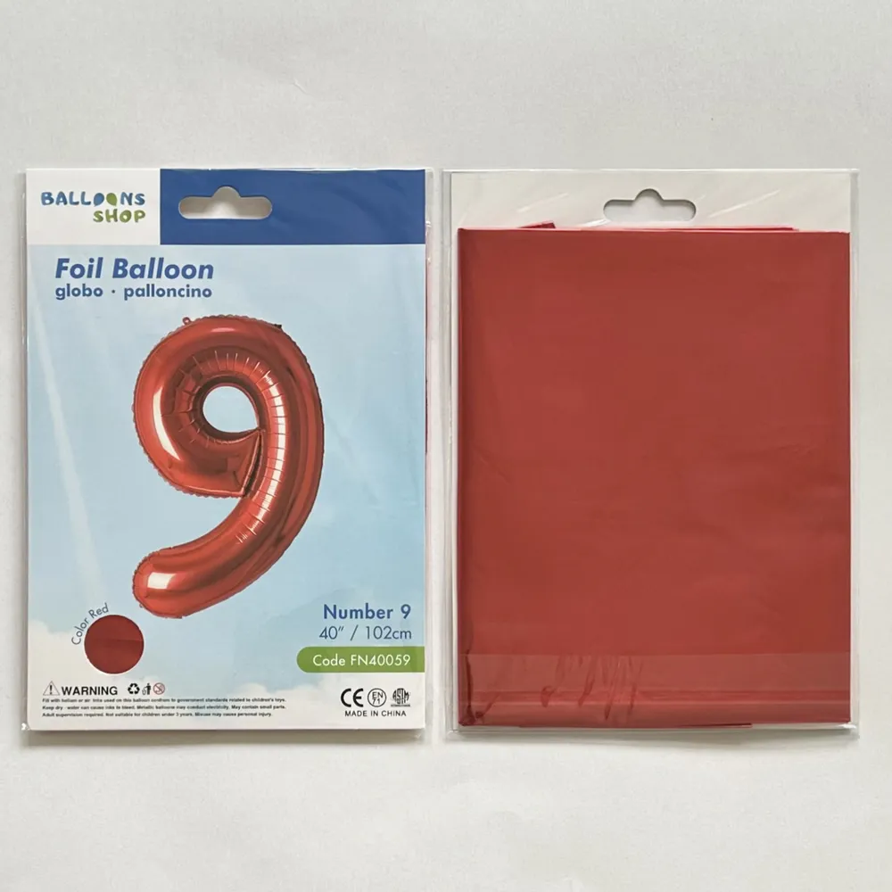 Balon Folie Cifra 9 Rosu 87cm