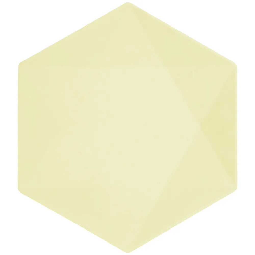 Set 6 Farfurii Hexagonale Galbene Decor Vert 26.1x22.6cm 9918233