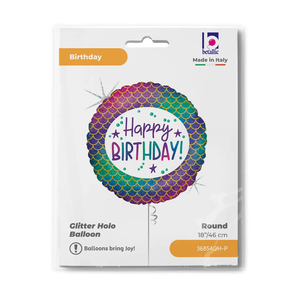 Balon Folie Rotund Happy Birthday Sirena 46cm 36854GH