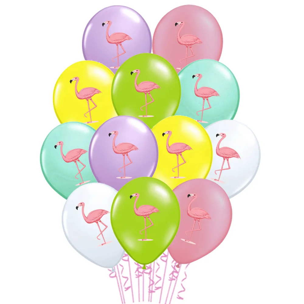 SET 12 Baloane Latex 30 cm Asortate Print Color Flamingo BLS20224