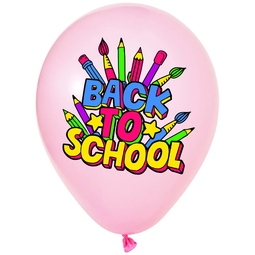 SET 12 Baloane Latex 33cm Asortate cu print Back to School BLS202409