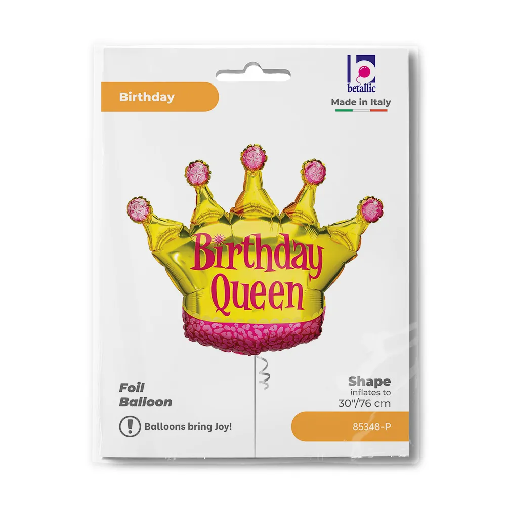 Balon Folie Figurina Coroana Birthday Queen 76cm