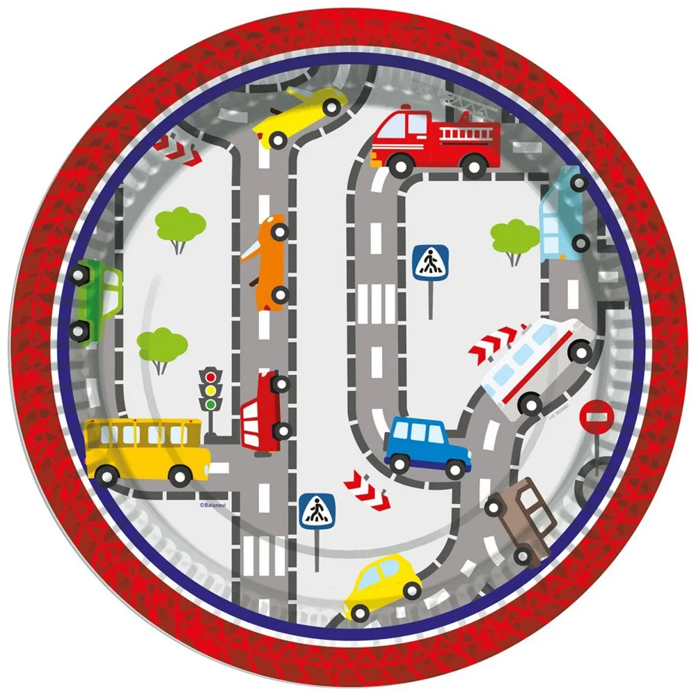 Set 8 Farfurii Petrecere cu print Trafic