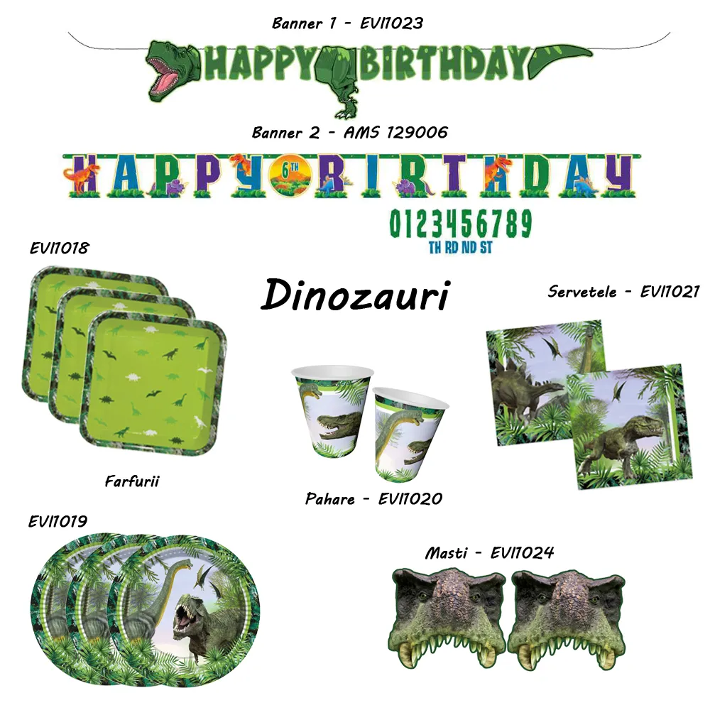 Set 16 Servetele petrecere cu print Dinozauri Jurassic VJ3582