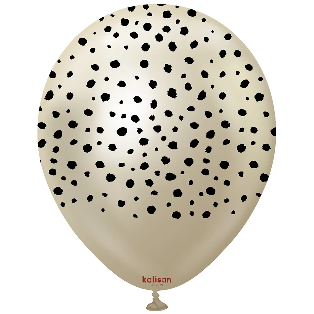 Baloane latex 30cm Safari Cheetah - Mirror White Gold Print Colour - Black