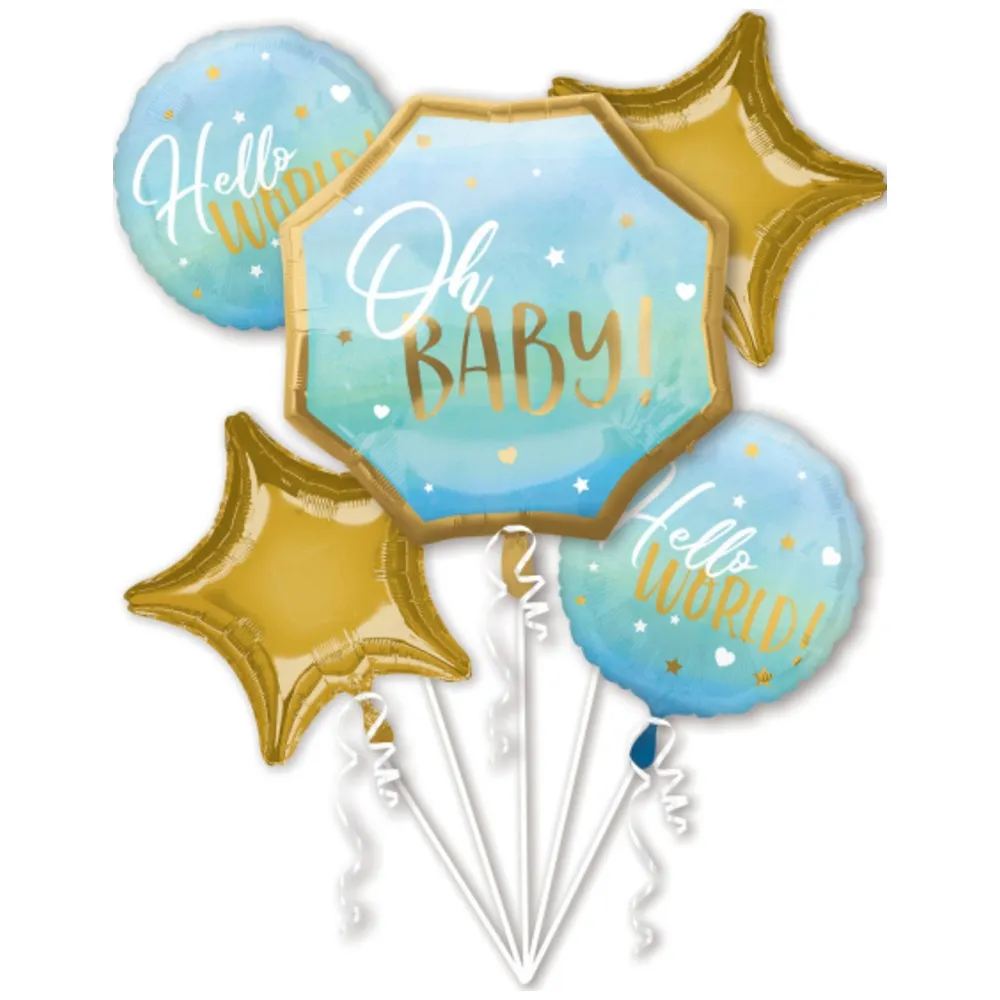 Buchet 5 baloane folie Oh Baby Boy Amscan 3973201