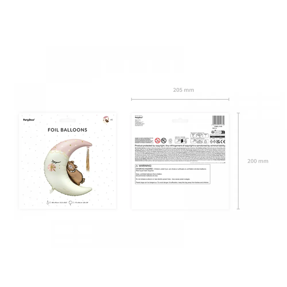 Balon Folie Semiluna cu ursulet somnoros 80x98cm Party Deco