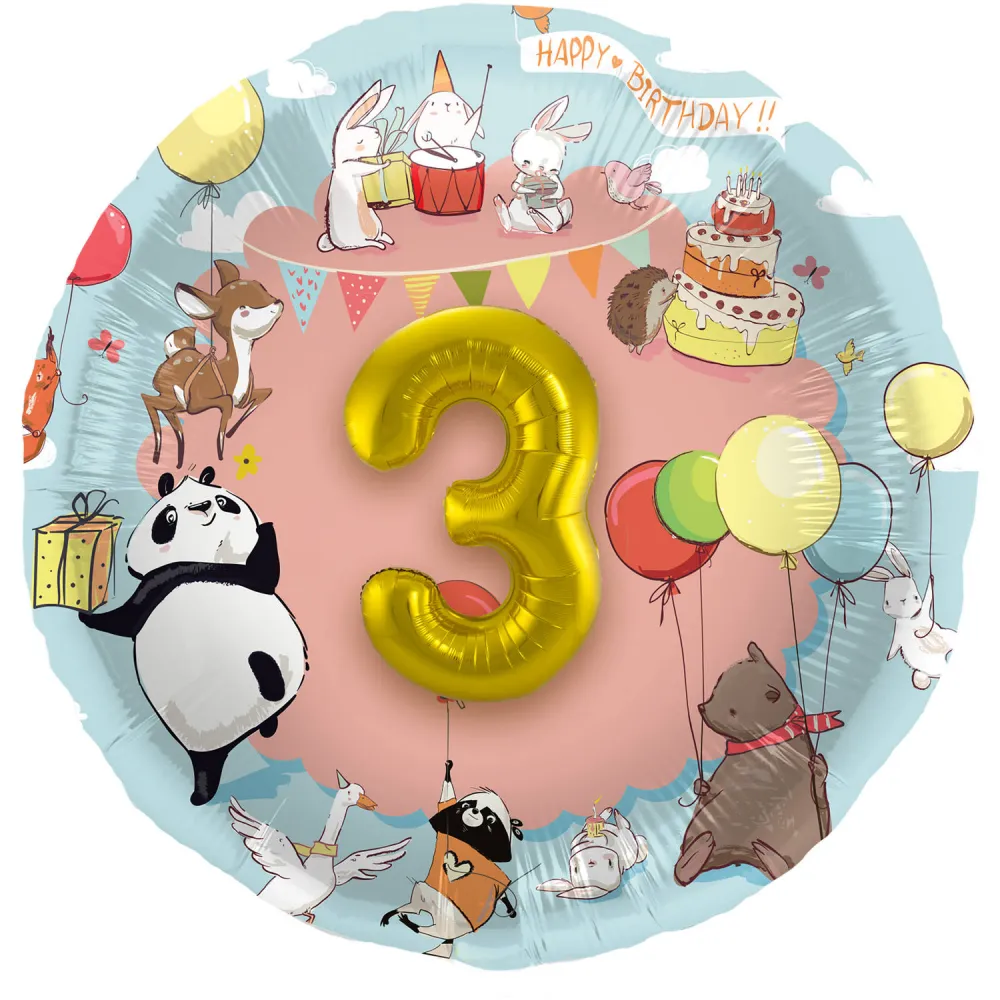 Balon Folie Personalizabil 3D Animalute 56cm