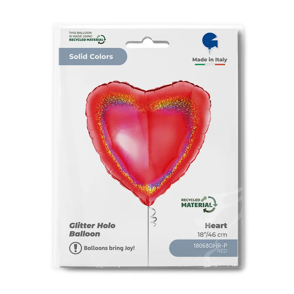 Balon Folie Inima Rosie Holografica 46cm