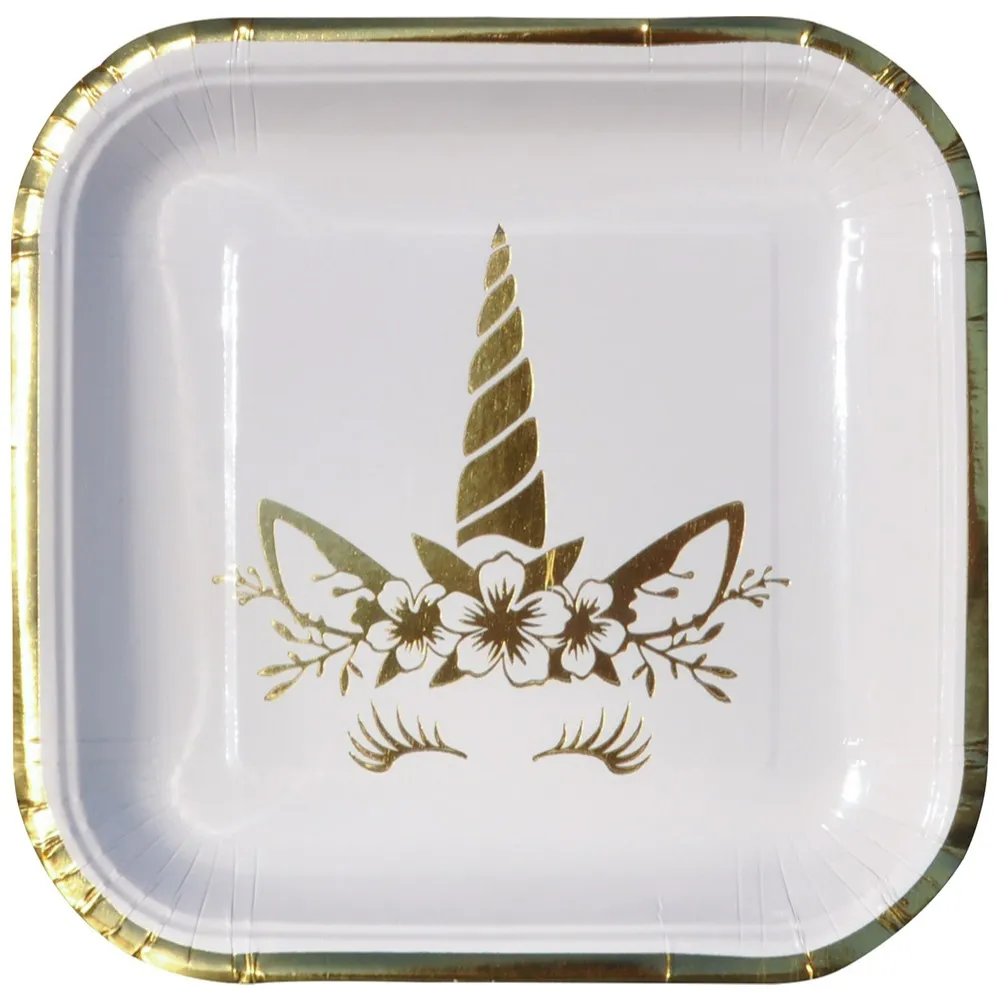 Set 6 Farfurii Petrecere cu print Gold Unicorn UN4954