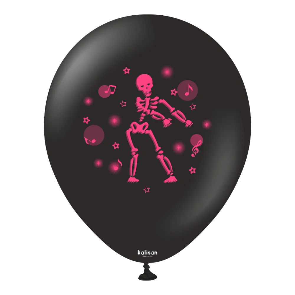 SET 25 Baloane latex 30cm Print Scheleti Neon