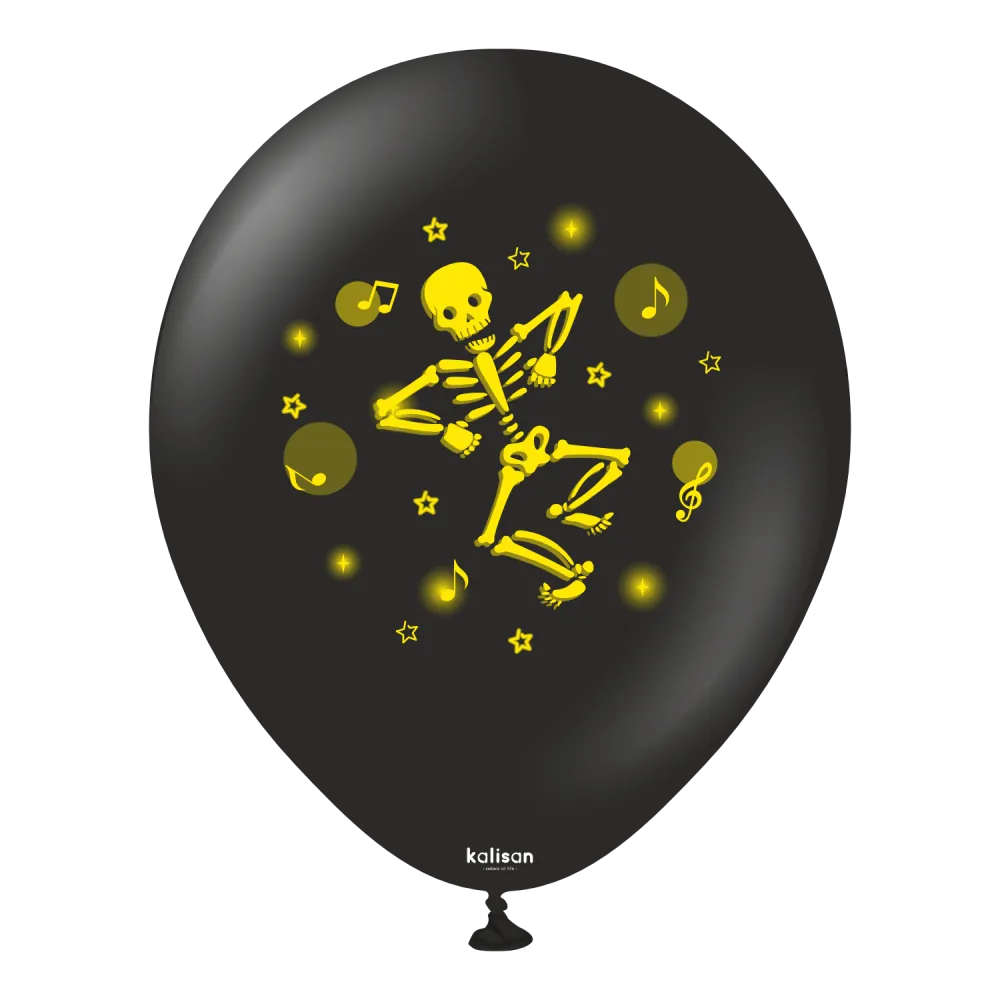 SET 25 Baloane latex 30cm Print Scheleti Neon