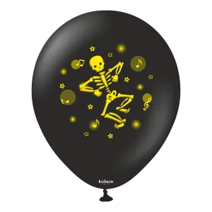 SET 25 Baloane latex 30cm Print Scheleti Neon