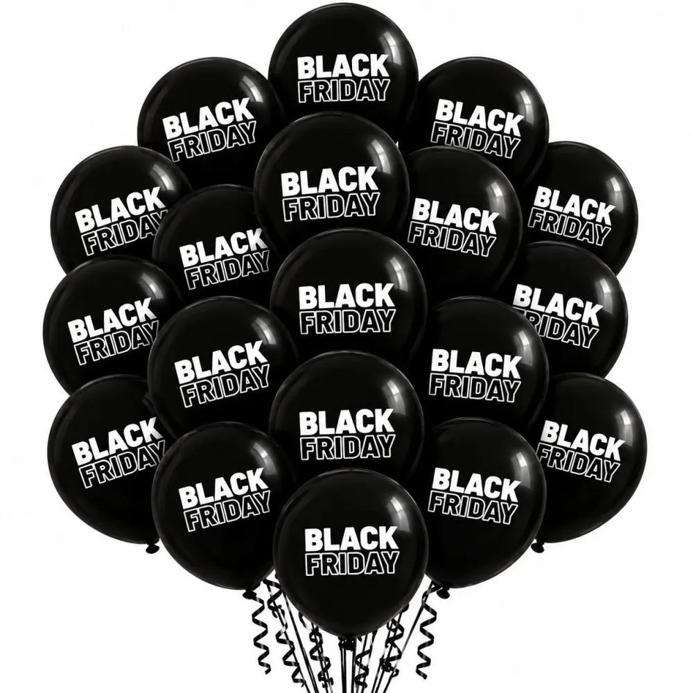 SET 50 Baloane negre 30cm print BLACK FRIDAY
